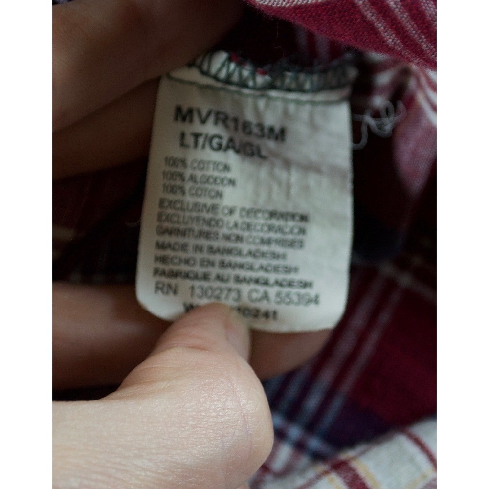 Wrangler Retro Men L Large Tall Pearl Snap Western Plaid Shirt Maroon Blue - Picture 6 of 7